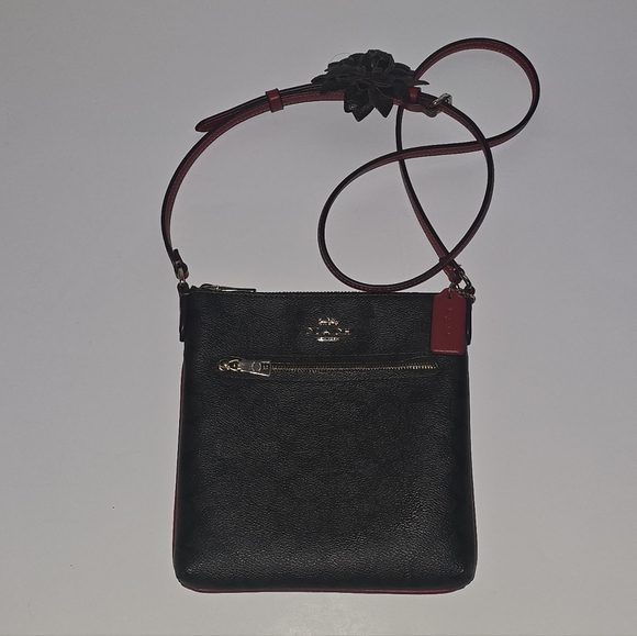 COACH Mini Rowan File Bag In Signature Walnut/Red Color - Picture 9 of 10